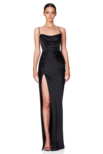 Nookie Dream Draped Gown - Black - JAUS