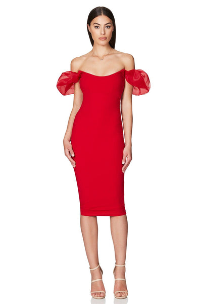 Nookie Eleganza Midi Dress - Red - SHOPJAUS - JAUS