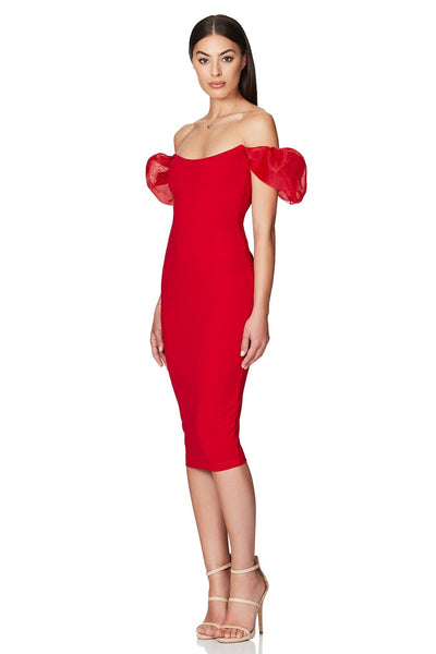 Nookie Eleganza Midi Dress - Red - SHOPJAUS - JAUS