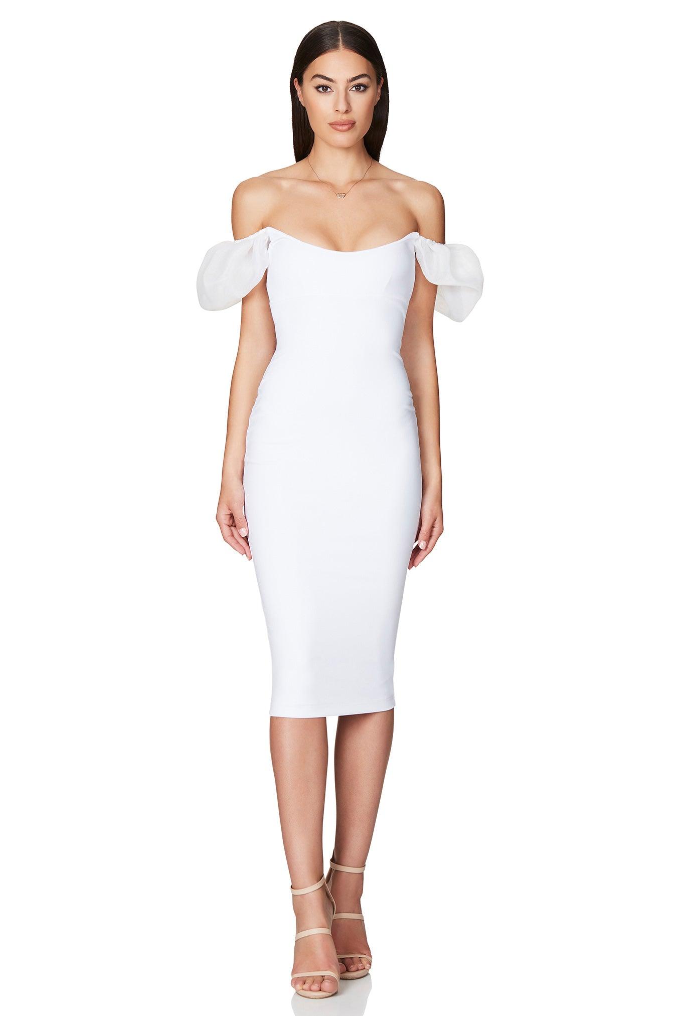 Nookie Eleganza Midi Dress - White - SHOPJAUS - JAUS