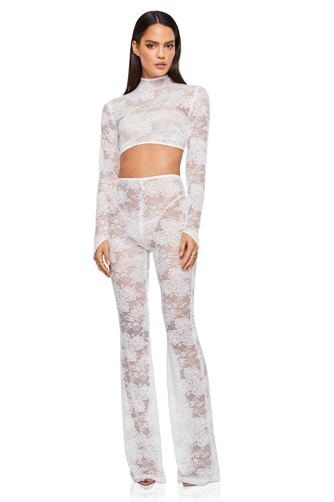 Nookie Heaven Long Sleeve Crop - White - JAUS