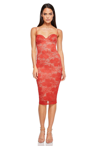 Nookie Heaven Midi Dress - Red - JAUS