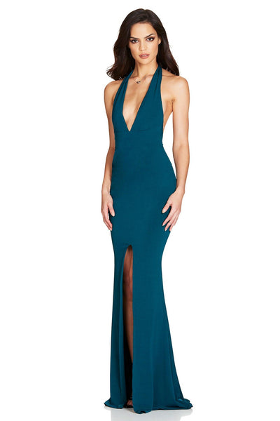 Nookie Illegal Halter Gown - Teal - SHOPJAUS - JAUS