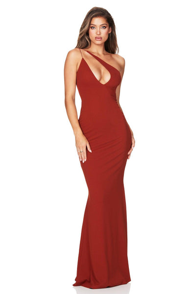 Nookie Lexi One Shoulder Gown - Rust - JAUS