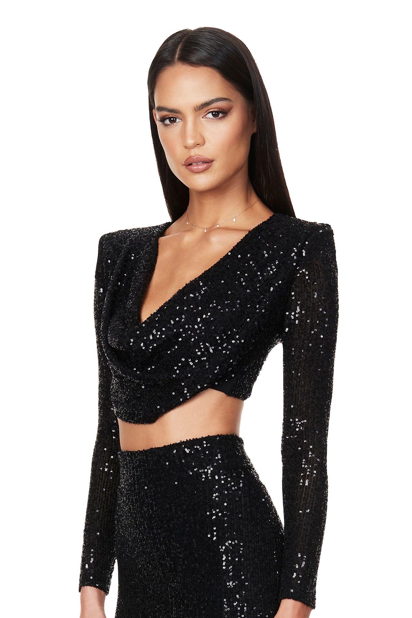 Nookie Pandora Long Sleeve Crop - Black - JAUS