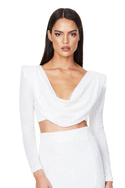 Nookie Pandora Long Sleeve Crop - White - JAUS