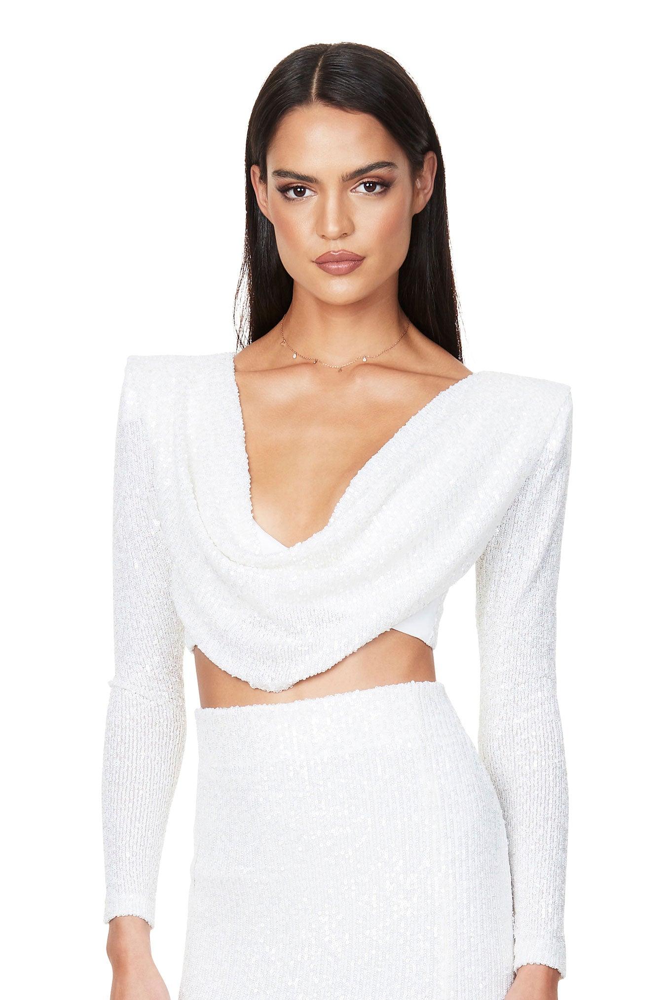 Nookie Pandora Long Sleeve Crop - White - JAUS