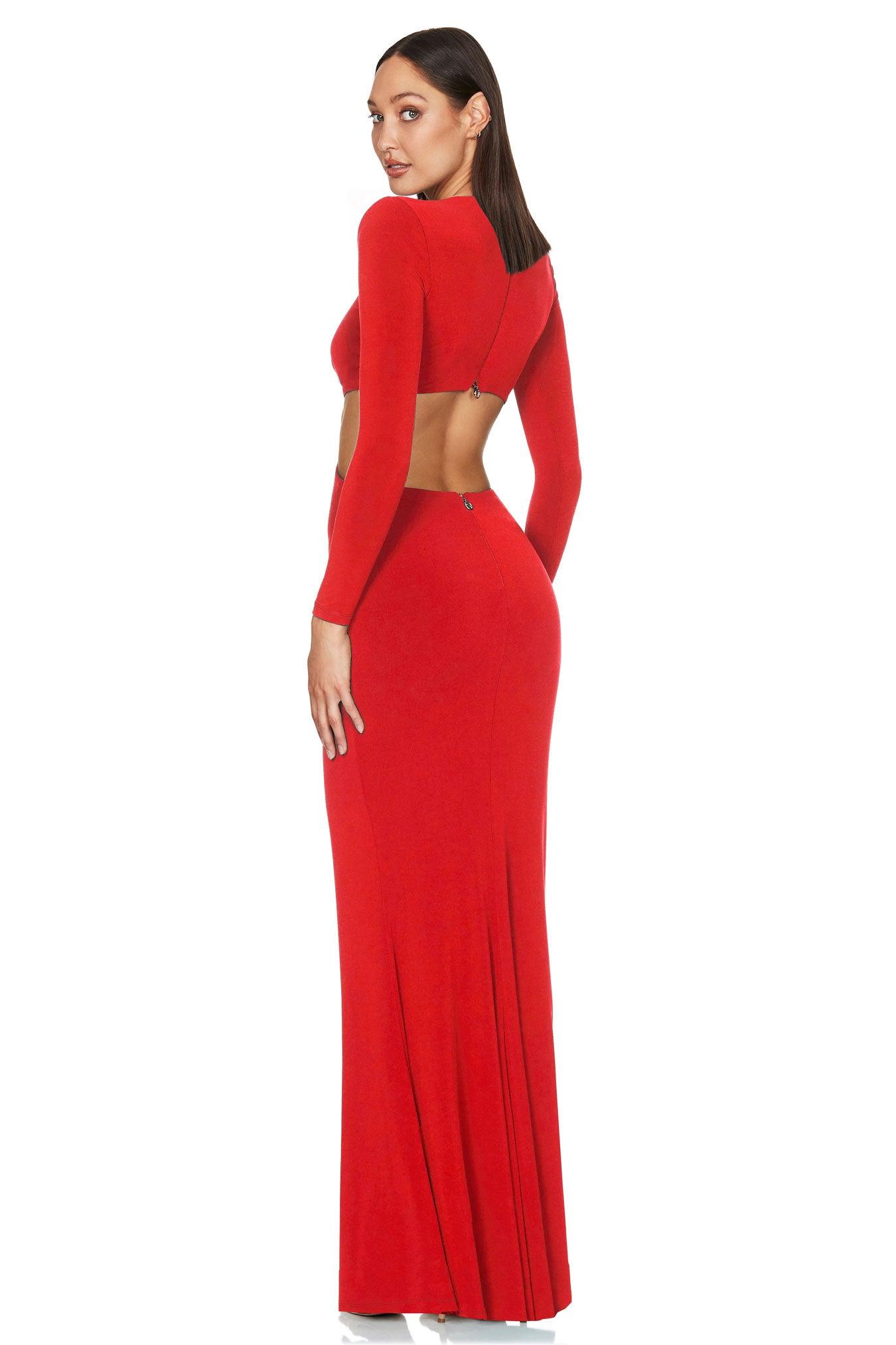 Nookie Riley Ring Cut Out Gown - Red - JAUS