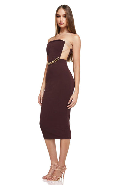 Nookie Scandal Midi Dress - Chocolate - JAUS