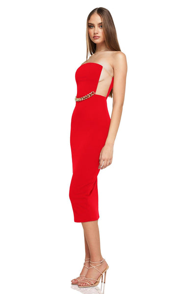 Nookie Scandal Midi Dress - Red - JAUS