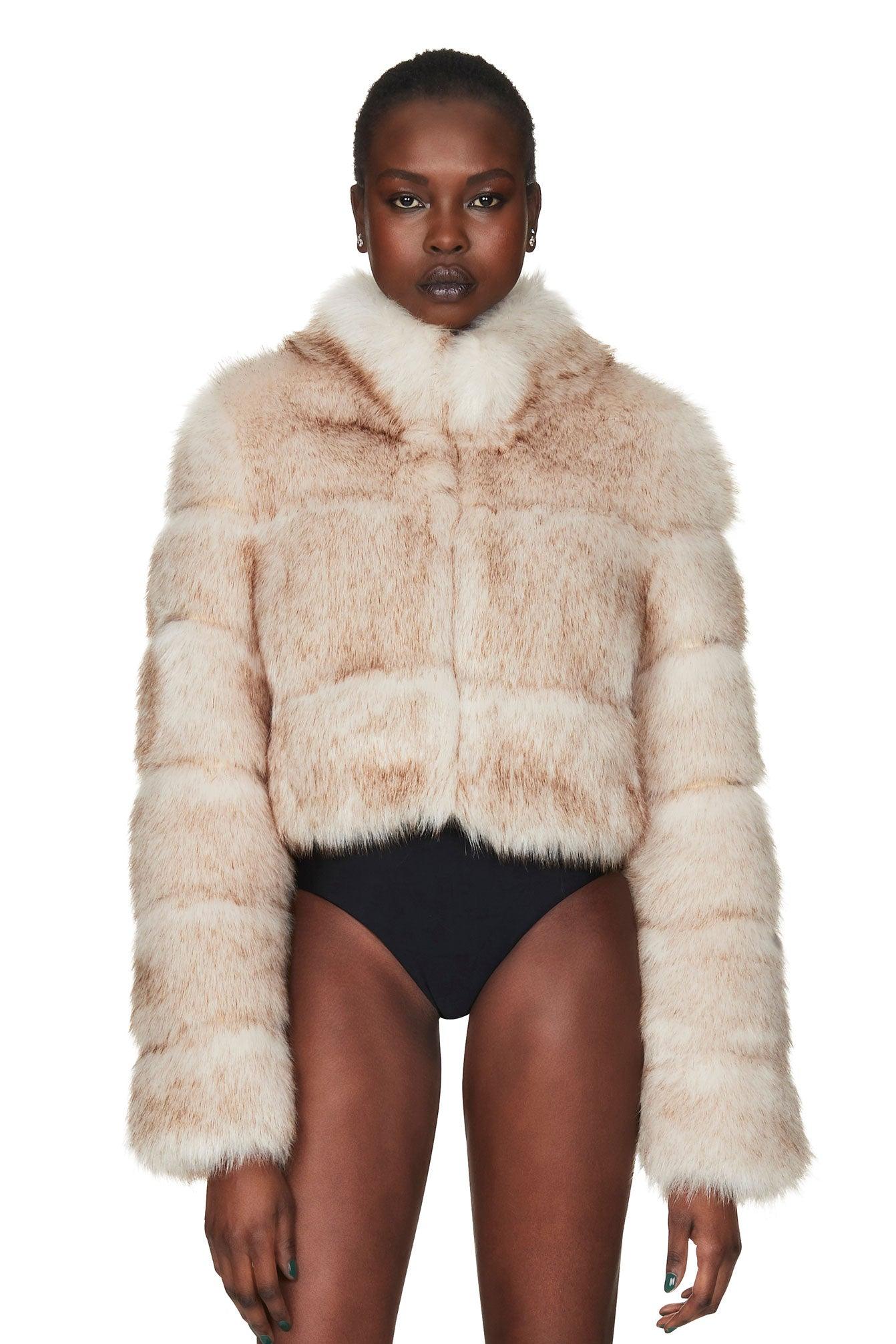 Nookie Tatiana Faux Fur Crop Jacket - Cream - JAUS