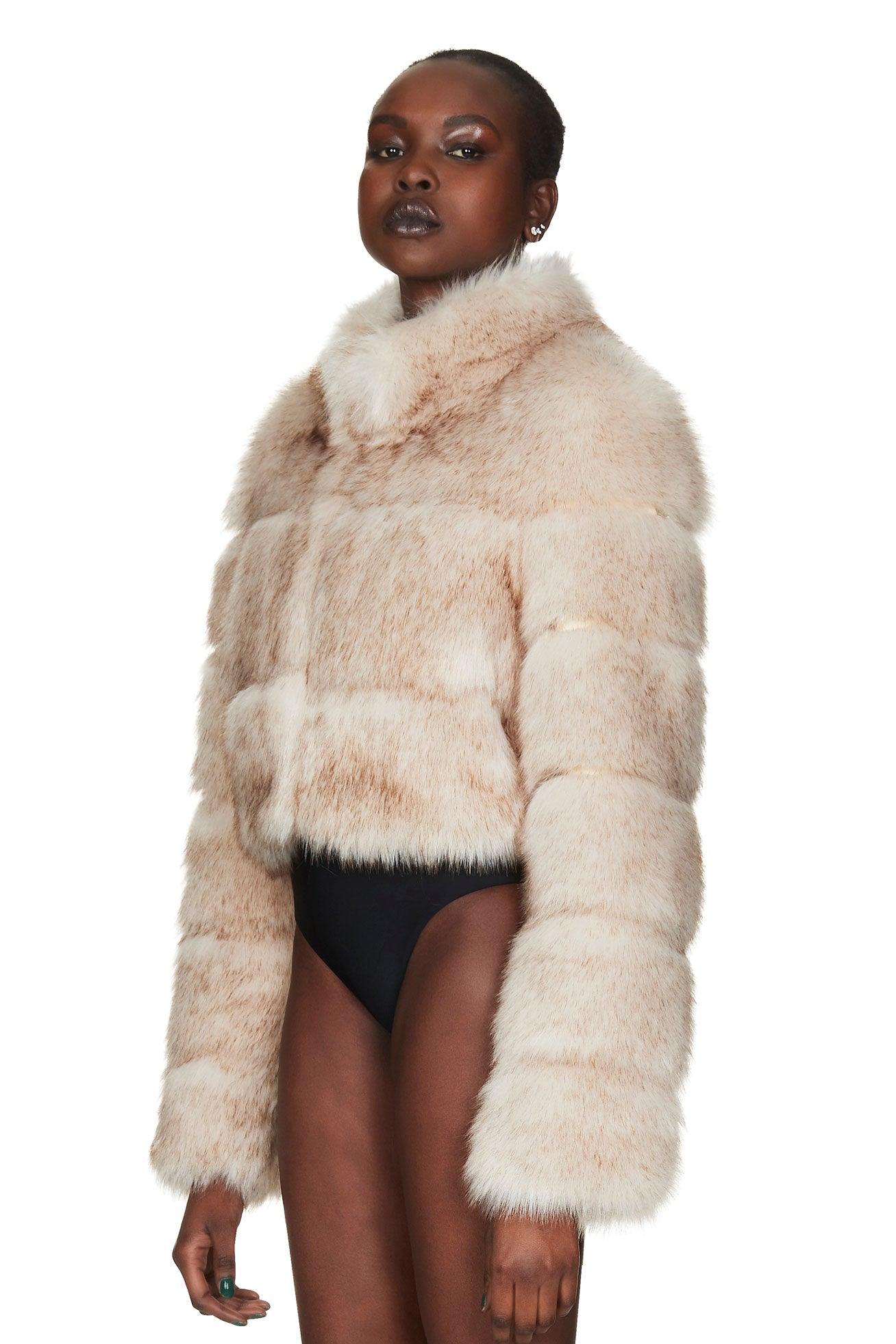 Nookie Tatiana Faux Fur Crop Jacket - Cream - JAUS