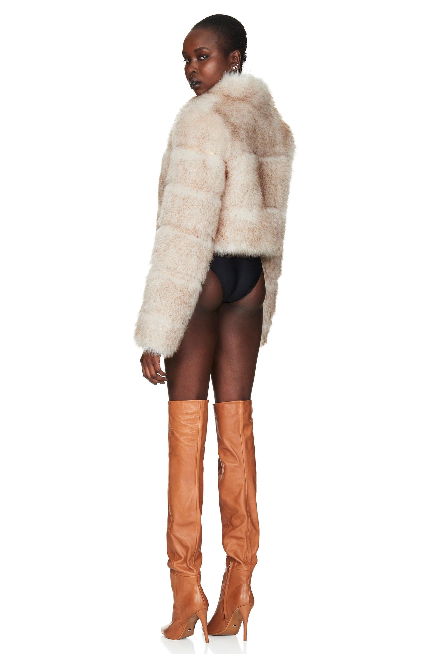 Nookie Tatiana Faux Fur Crop Jacket - Cream - JAUS