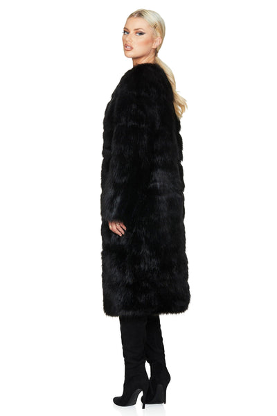 Nookie Tatiana Faux Fur Long Jacket - Black - JAUS