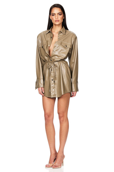 Nookie Off Duty Shirt Dress - Khaki