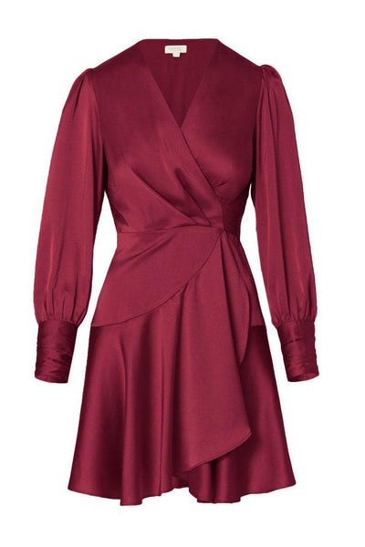 Pena Long Sleeve Wrap Dress - Ruby - JAUS