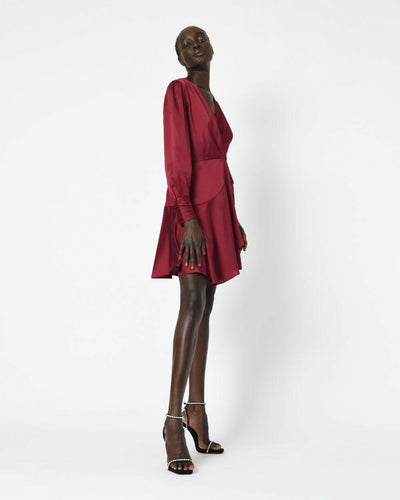 Pena Long Sleeve Wrap Dress - Ruby - JAUS