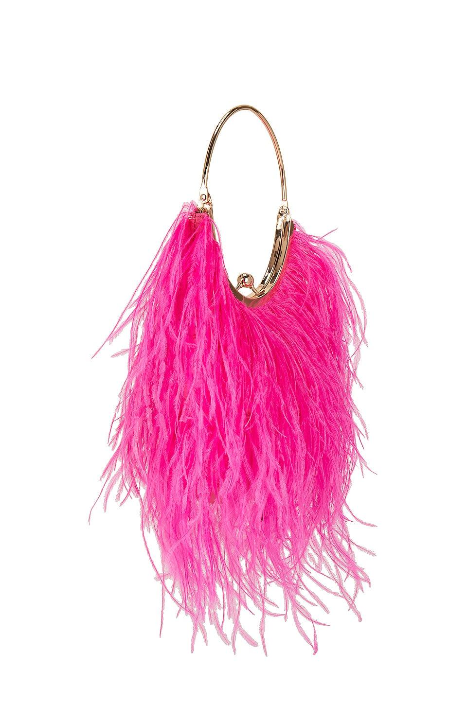 Penny Feathered Framed Bag - Fuchsia - JAUS