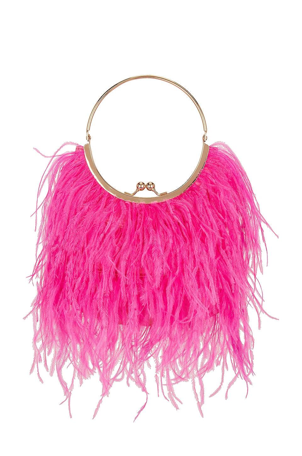 Penny Feathered Framed Bag - Fuchsia - JAUS