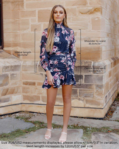 Piper Dress - Navy Floral - JAUS