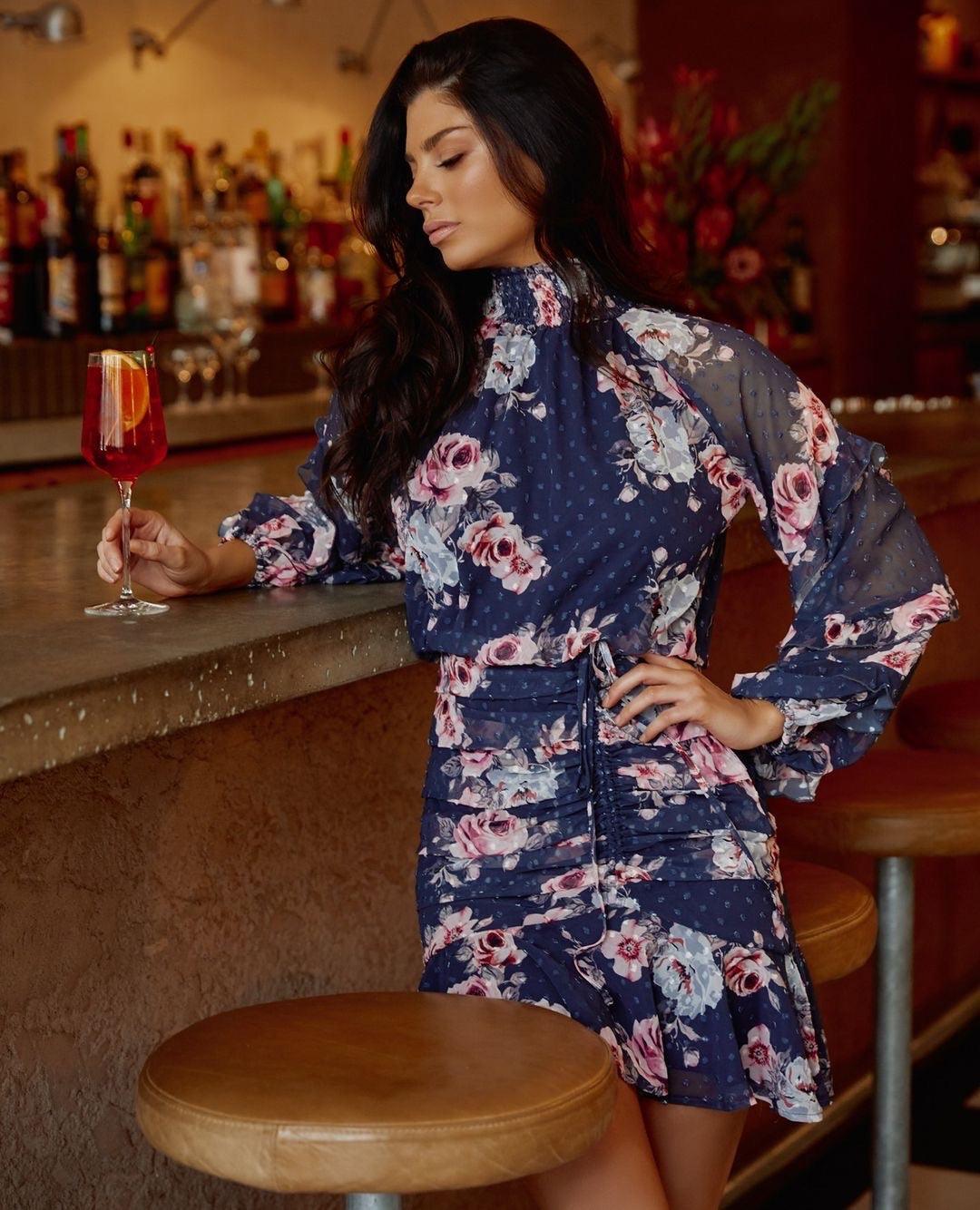 Piper Dress - Navy Floral - JAUS