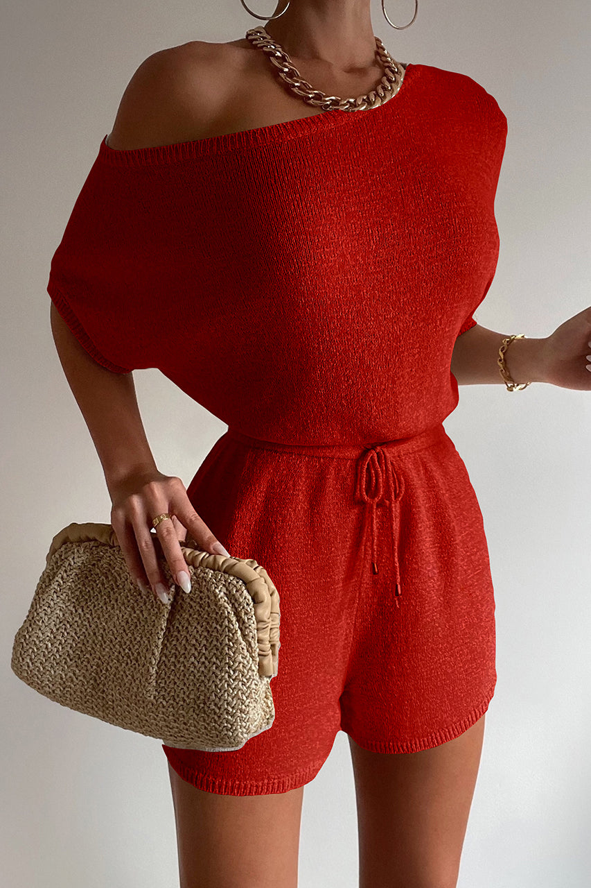 Mia Knit Romper - Red