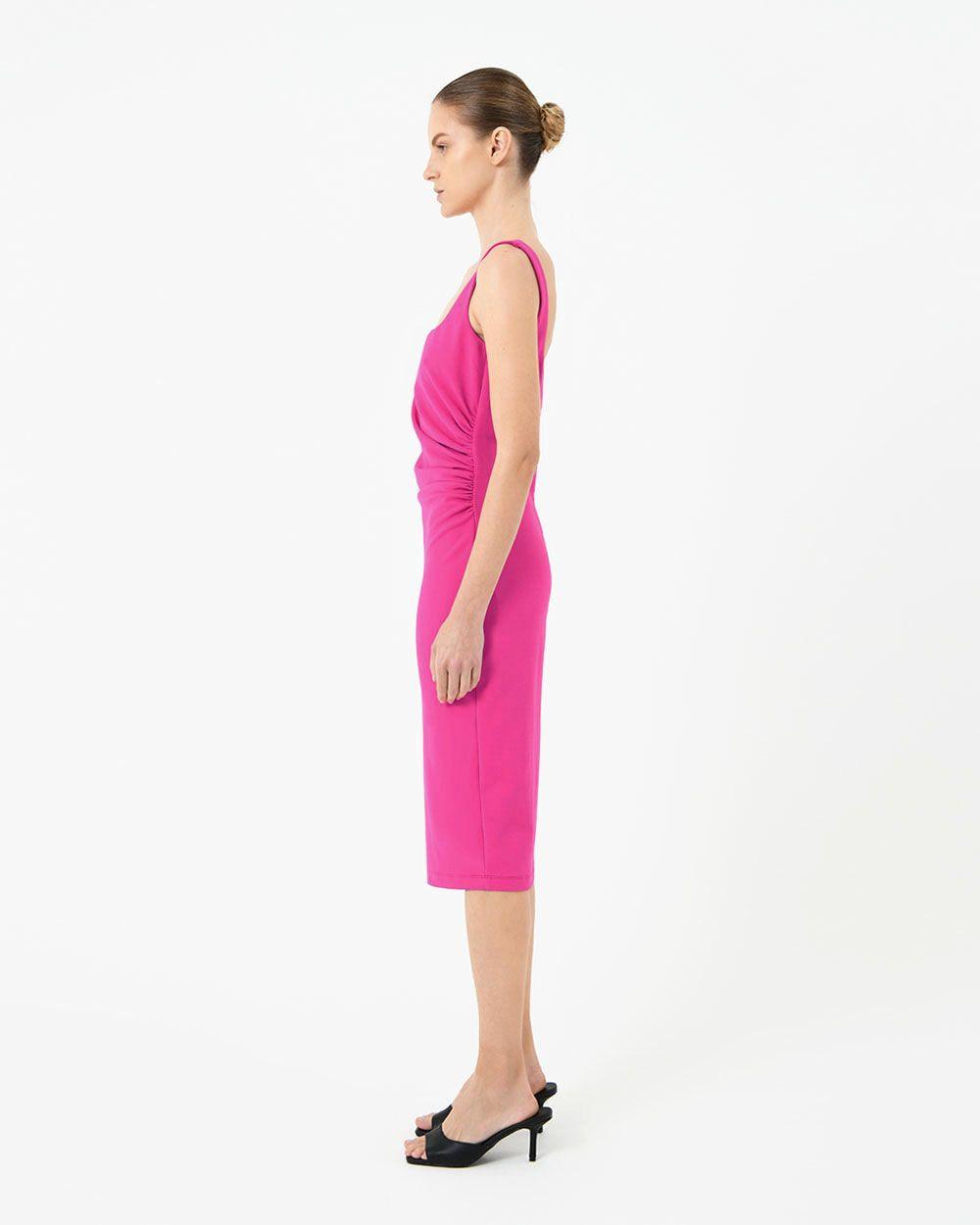 Rae Side-Gathered Dress - Pink - JAUS