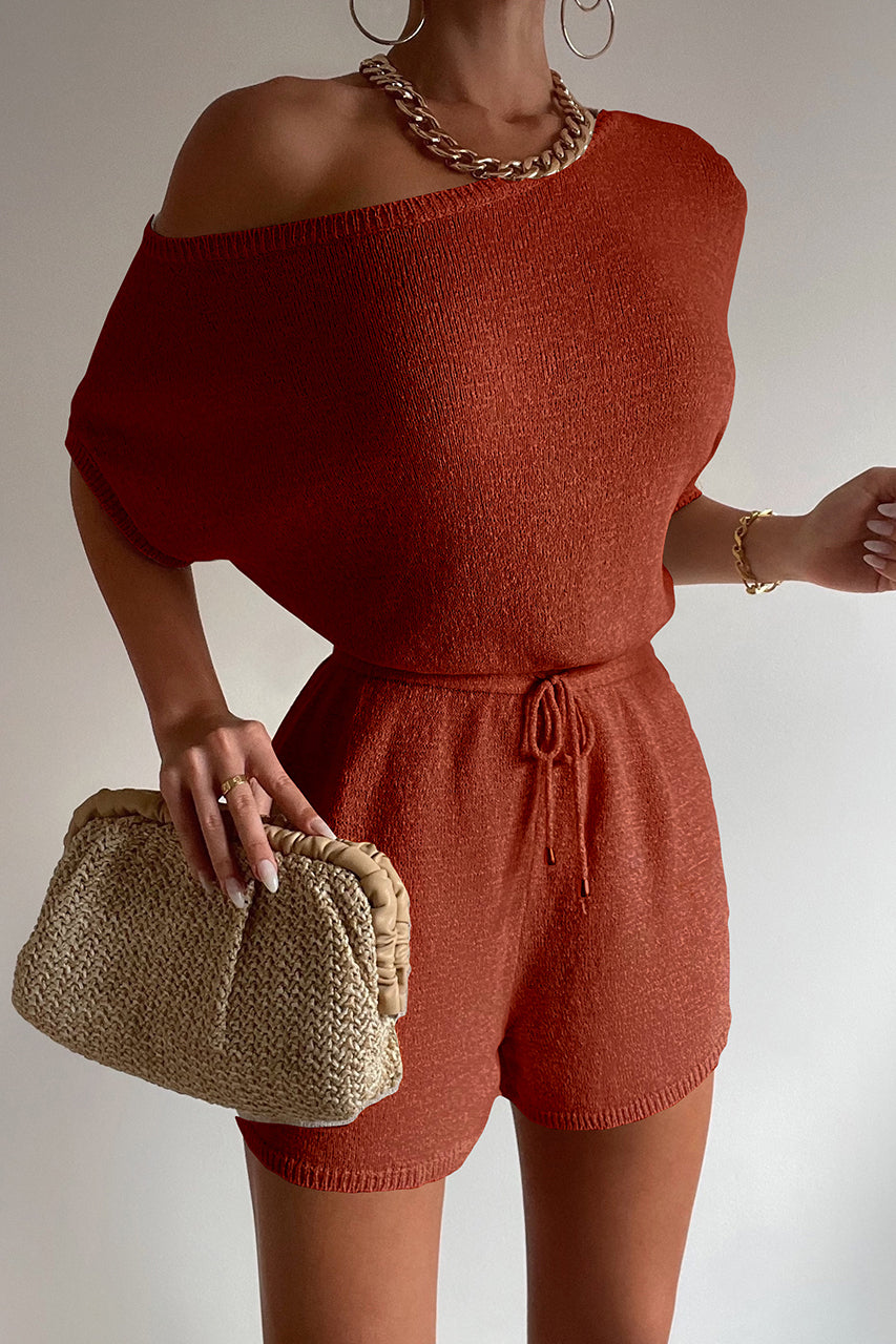 Mia Knit Romper - Rust