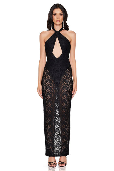 Nookie Roxana Halter Gown - Unlined Black - SHOPJAUS - JAUS