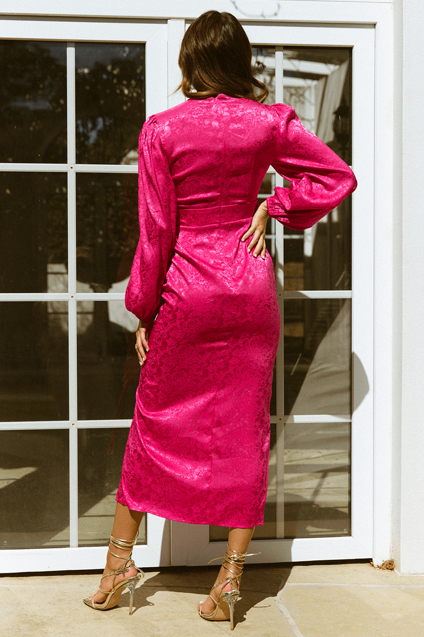 Roxy Midi Dress - Fuchsia - JAUS