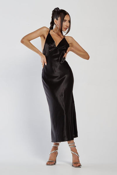 Sariah Slip Dress - Black - JAUS