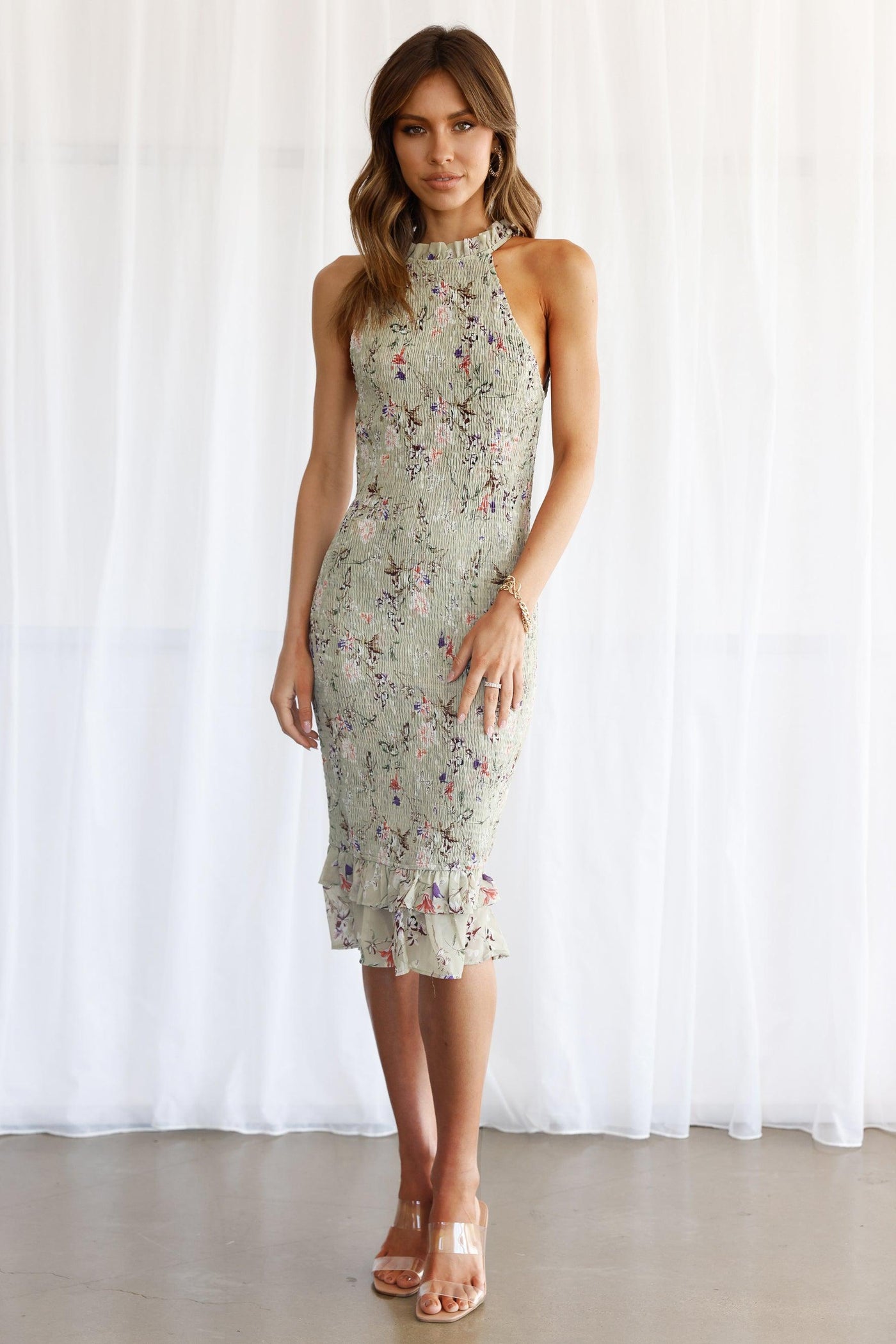 Selena Midi Dress - Sage - JAUS