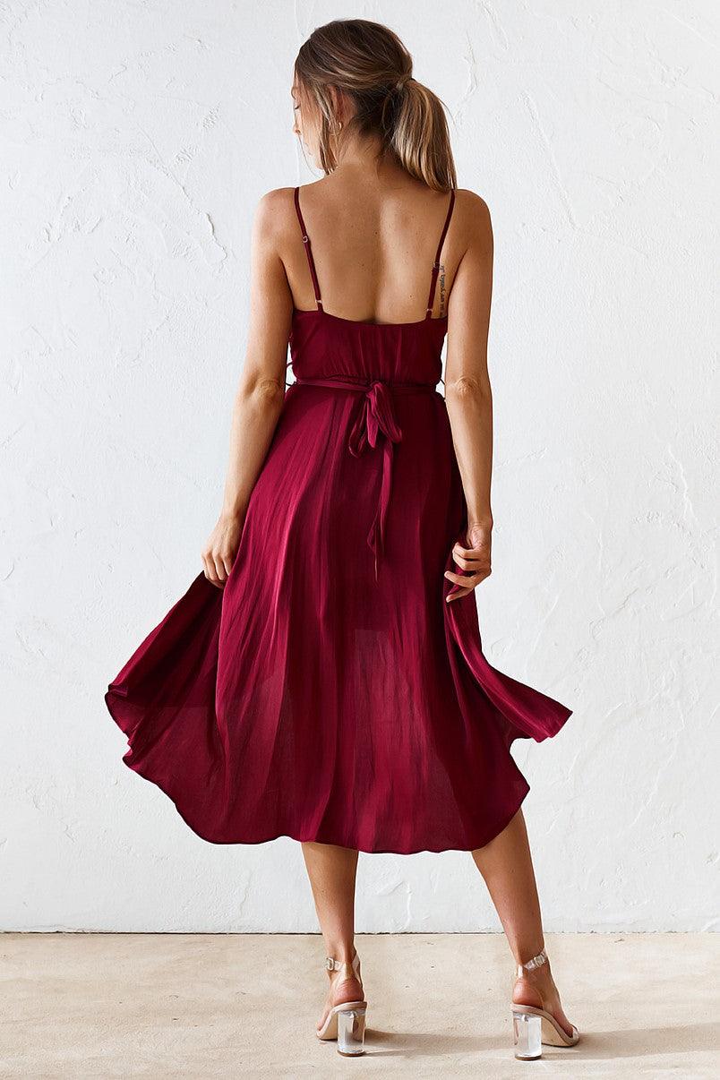 Siren Midi Dress - Wine - JAUS