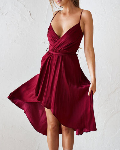 Siren Midi Dress - Wine - JAUS