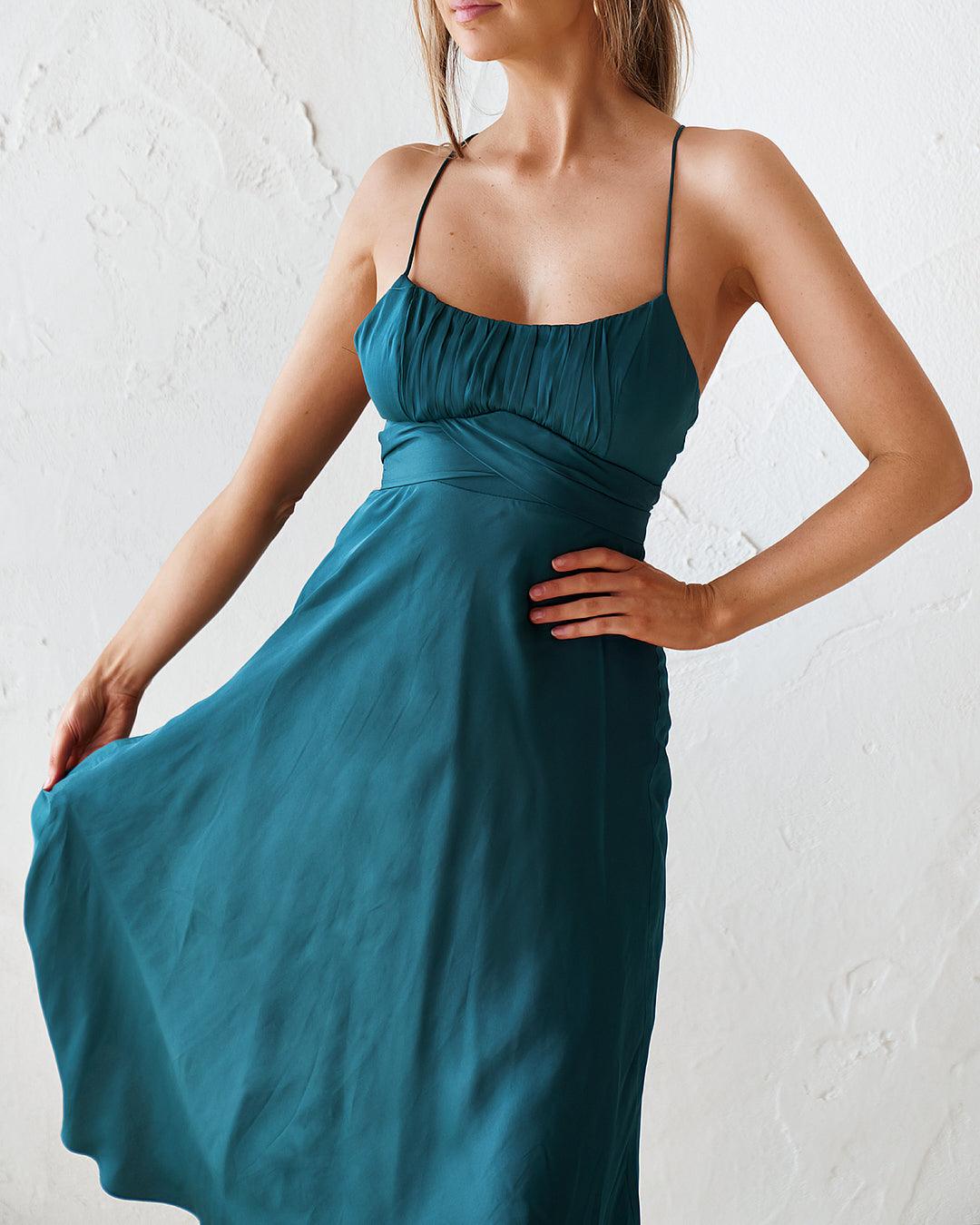 Skye Midi Dress - Green - JAUS