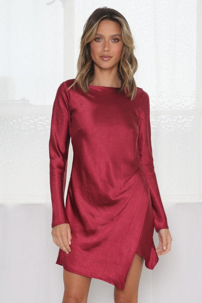 Sweet Sensations Dress - Wine - JAUS