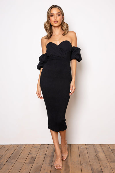 Sweetie Midi Dress - Black - JAUS