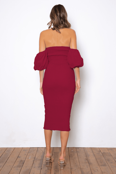 Sweetie Midi Dress - Burgundy - JAUS