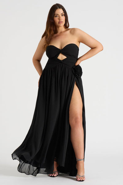 The Rosette Gown - Black - JAUS