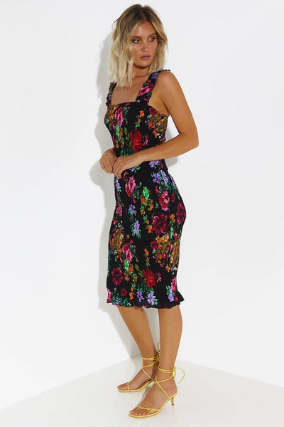 Tina Dress - Black Floral - SHOPJAUS - JAUS