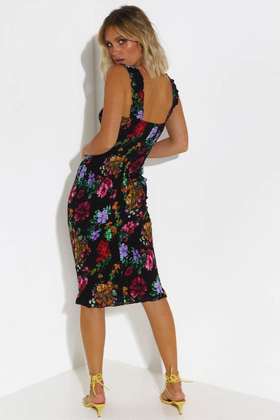 Tina Dress - Black Floral - SHOPJAUS - JAUS