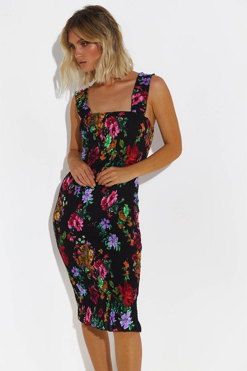 Tina Dress - Black Floral - SHOPJAUS - JAUS