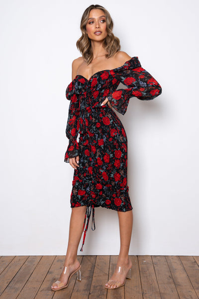 Tina Long Sleeve Dress - Black Rose - JAUS