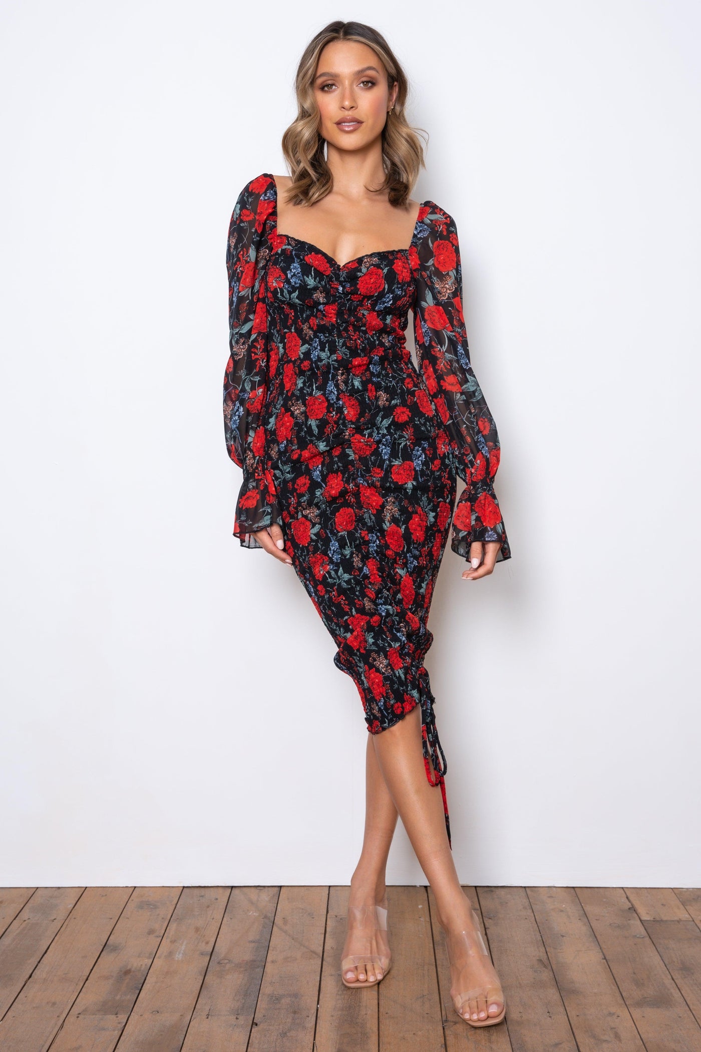 Tina Long Sleeve Dress - Black Rose - JAUS