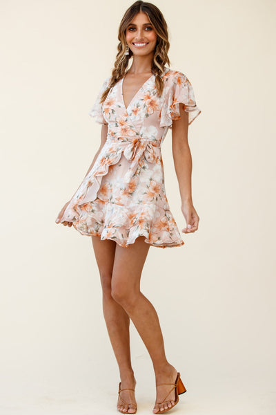 Spring Beginnings Dress - Beige Floral - SHOPJAUS - JAUS