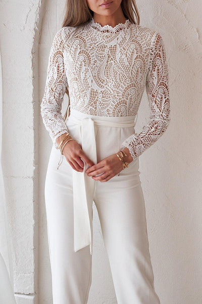 Willow Pantsuit - White/Nude - JAUS