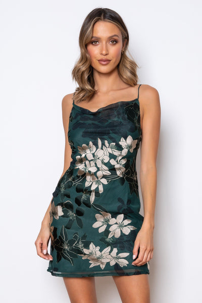 Yasmin Slip Dress - Green - JAUS