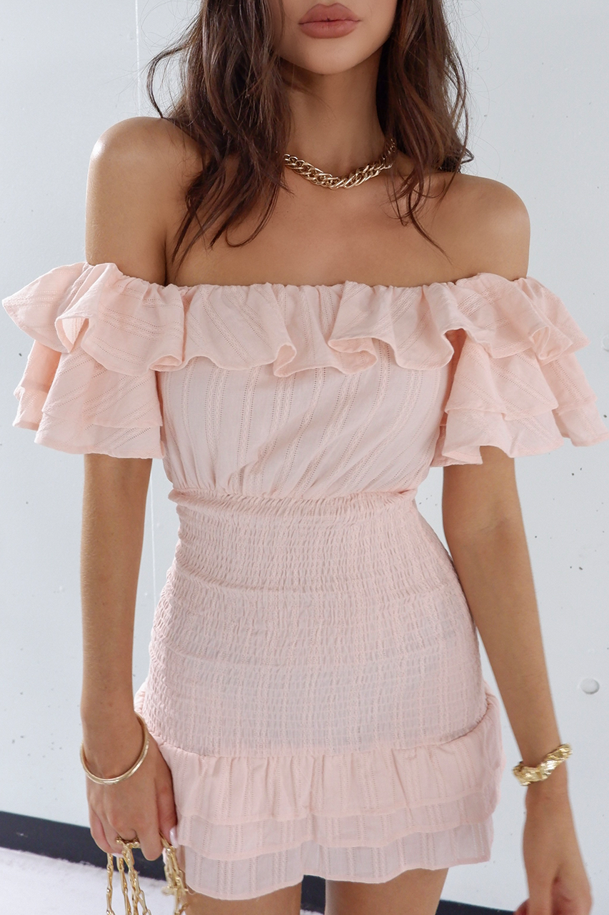 Naya Shirred Dress - Pink - SHOPJAUS - JAUS