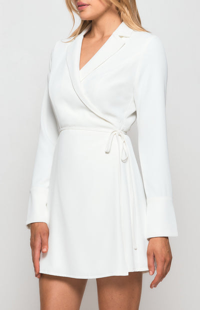 Ari Wrap Dress - White - SHOPJAUS - JAUS