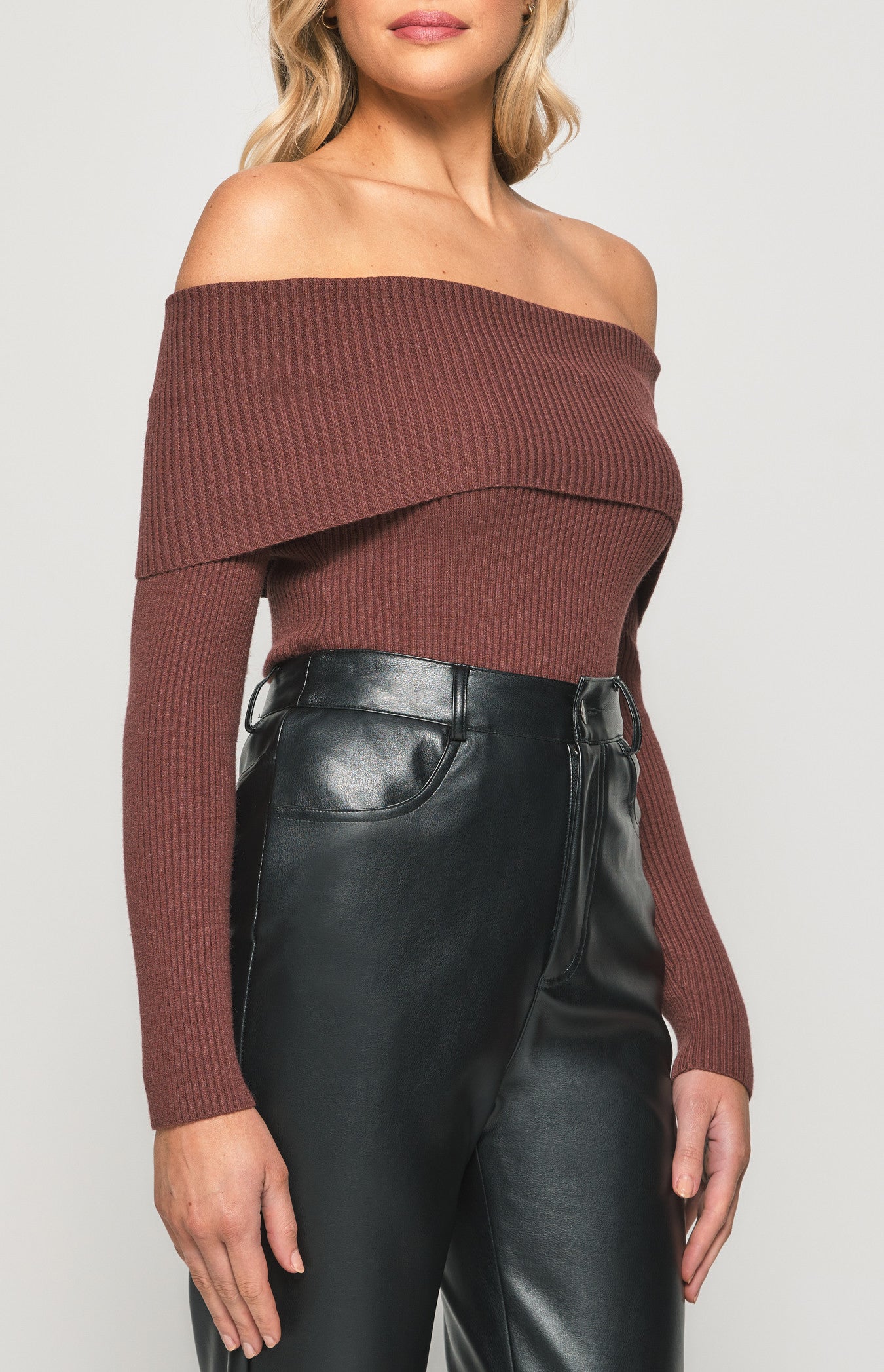 Cara Off Shoulder Bodysuit - Chocolate - SHOPJAUS - JAUS